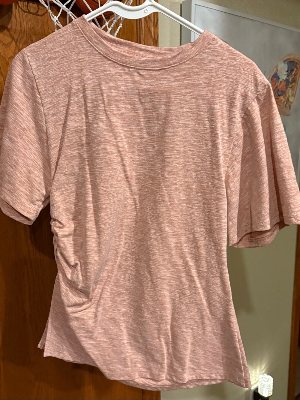 Ruched Side Short-Sleeve Tee in Dusty Pink